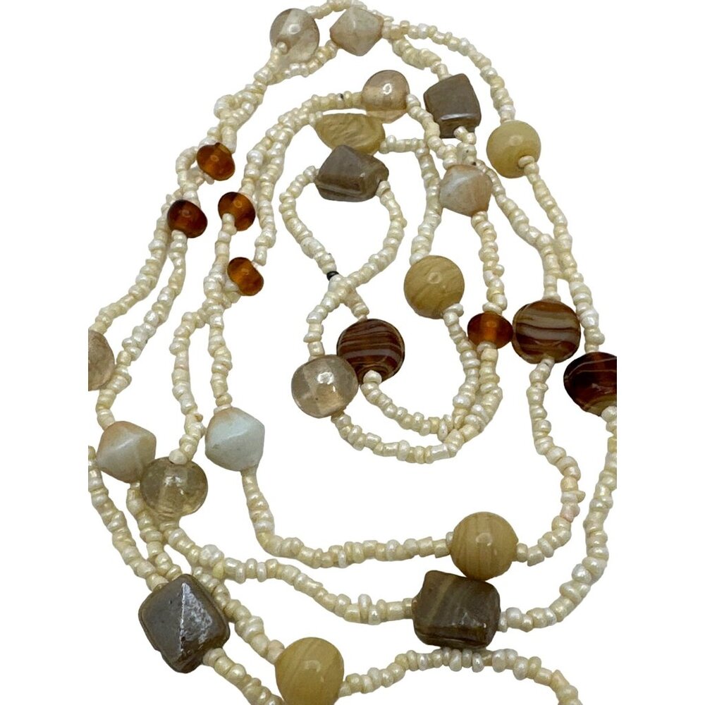 Handcrafted Seed Glass Bead Necklace Boho Style 48" Extra Long Multi-Colors